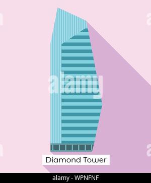 Diamond tower icona. Illustrazione piana della torre diamond icona vettoriali per il web design Illustrazione Vettoriale