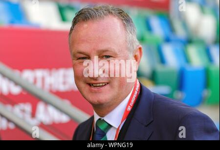 Belfast, Regno Unito. 09Sep, 2019. Belfast, Grossbritannien. 09Sep, 2019. firo: 09.09.2019 Calcio: Calcio EM, Euro Qualifica: Irlanda del Nord - Germania Michael O'Neill, coach | Utilizzo di credito in tutto il mondo: dpa/Alamy Live News Foto Stock