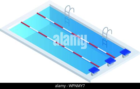 Piscina sportiva icona. Vista isometrica dello sport piscina icona vettoriali per il web design isolato su sfondo bianco Illustrazione Vettoriale