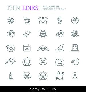 Raccolta di halloween linea relative icone. Corsa modificabile Illustrazione Vettoriale