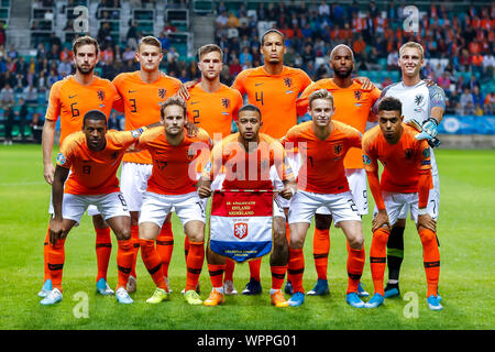 Tallinn, Estonia. 09Sep, 2019. TALLINN, 09-09-2019, Le Coq Arena, qualificatore Euro Estonia - Paesi Bassi. Foto del team di Paesi Bassi durante il gioco Estonia - Paesi Bassi . Credito: Pro scatti/Alamy Live News Foto Stock