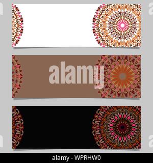 Orizzontale mandala floreali banner set di sfondo - abstract vector graphic design con geometriche mandala Illustrazione Vettoriale