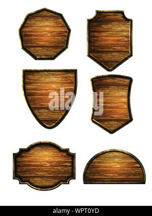 Vector realistic illustration of wooden signboard Illustrazione Vettoriale