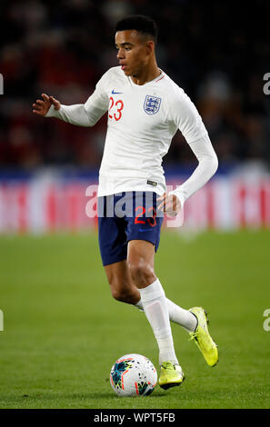 L'Inghilterra del Mason Greenwood durante il 2019 UEFA Europei Under-21 gara di campionato al KCOM Stadium, Kingston-upon-Hull. Foto Stock