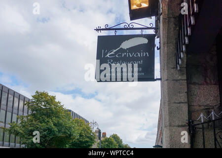 Un segno per la Michelin l'Ecrivain Ristorante in Lower Baggot Street. un raffinato ristorante specializzato in irlandese e cucina francese. Foto Stock