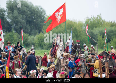 Ussari polacchi in Vivat Vasa 2019 Battaglia di due Vasas 1626 rievocazione in Gniew, Polonia. 10 agosto 2019 © Wojciech Strozyk / Alamy Stock Photo Foto Stock