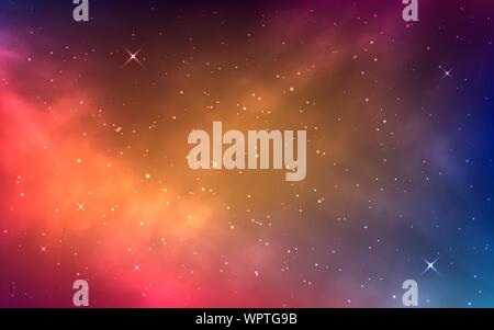 Spazio con sfondo colorato nebulosa. Luminose cosmo con la via lattea. Stelle brillanti e colori Galaxy. Abstract stardust con elementi cosmici. Realistico Illustrazione Vettoriale