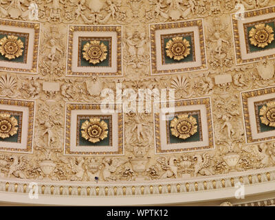 Sala di lettura principale. Dettaglio di rosette e intonaco nella cupola. La Biblioteca del Congresso Thomas Jefferson Building, Washington D.C. Foto Stock