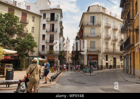 Calle del Barrio del Carmen, Valencia, Spagna, 7 Agosto 2019 Foto Stock