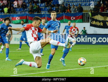 Baku in Azerbaijan. 9 Sep, 2019. Ivan Perisic di Croazia compete durante UEFA EURO 2020 turno di qualificazione del gruppo e corrispondenza tra Azerbaigian e la Croazia a Baku, in Azerbaijan, Settembre 9, 2019. Credito: Tofik Babayev/Xinhua Foto Stock