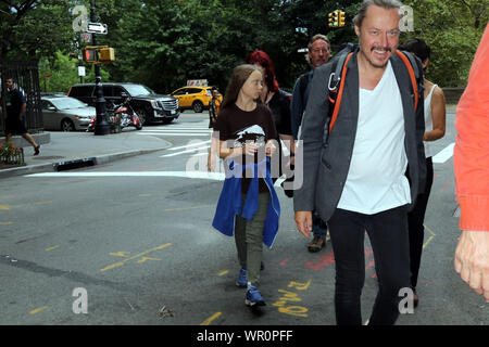 Grande folla per il GRETA Thunberg Aspetto , New York, Stati Uniti d'America Foto Stock