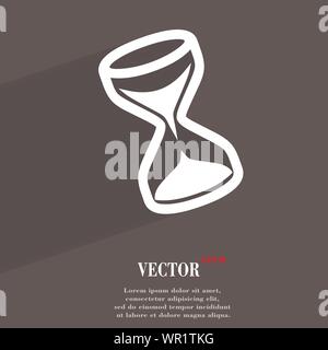 Clessidra piatto simbolo di moderna progettazione web con lunga ombra e lo spazio per il tuo testo. Vettore Illustrazione Vettoriale