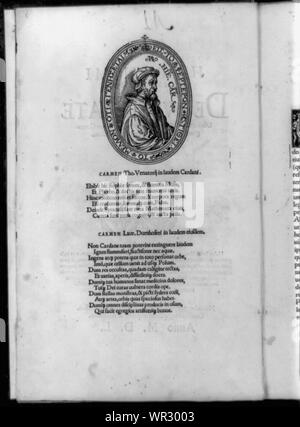 Matematico di Girolamo Cardano, mezza lunghezza in orientamento verticale ovale, rivolto verso destra con il testo di seguito Foto Stock