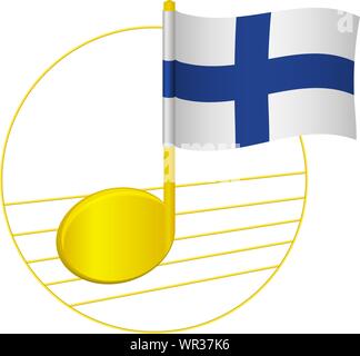 Bandiera della Finlandia e nota musicale. Musica di sottofondo. Bandiera nazionale della Finlandia e il festival di musica concetto illustrazione vettoriale Illustrazione Vettoriale
