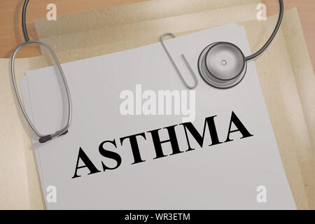3D illustrazione di asma titolo su un documento medico Foto Stock