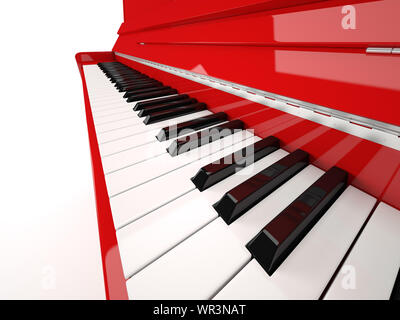 Red il pianoforte classico i tasti vicini-isolata su bianco Foto Stock