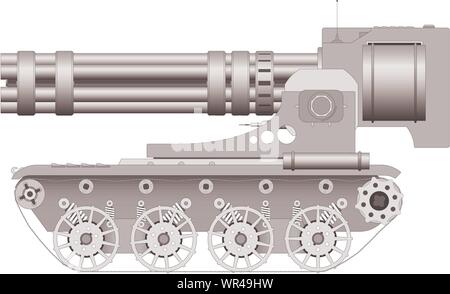 Fantastica pistola sul trattore cingolato - immagine EPS8 Illustrazione Vettoriale