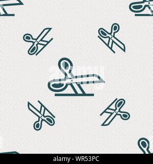 Icona delle forbici segno. Modello senza cuciture con texture geometrica. Vettore Illustrazione Vettoriale