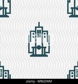 Icona del grattacielo di segno. Modello senza cuciture con texture geometrica. Vettore Illustrazione Vettoriale