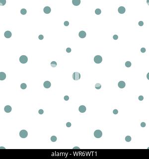 Modello senza giunture di disegnati a mano verde punti grandi. Estate Scandinavian Polka Dot immagine vettoriale per bambini, stampa sfondo, tipografia, tessili. Illus Illustrazione Vettoriale
