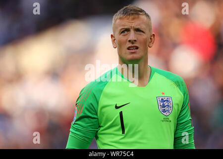 La Giordania Pickford di Inghilterra - Inghilterra v Bulgaria, UEFA EURO 2020 Qualifier - Gruppo A, lo Stadio di Wembley, London, Regno Unito - 7 settembre 2019 solo uso editoriale Foto Stock