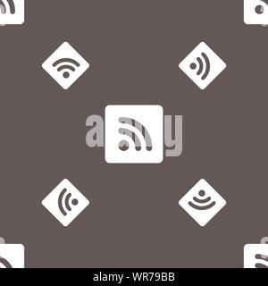Icona feed RSS di segno. Seamless pattern su uno sfondo grigio. Vettore Illustrazione Vettoriale