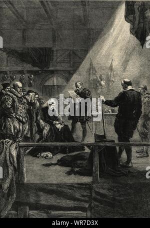 "L'esecuzione di Maria Regina di Scozia, . La Scozia. Royalty 1861 antique ILN pagina Foto Stock