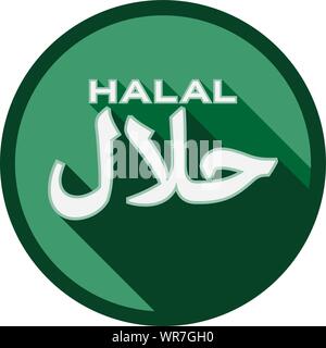 Rotondo verde HALAL timbro di gomma o di stampa logo con scrittura araba per word halal illustrazione vettoriale Illustrazione Vettoriale