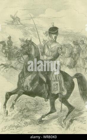 Il francese Guardia Imperiale - Cavallo artiglieria. Militaria 1856 antique ILN pagina Foto Stock