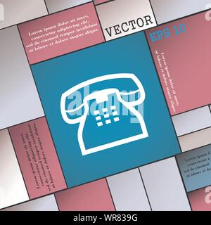 Retrò cornetta telefonica icona segno. Appartamento moderno stile per il design. Vettore Illustrazione Vettoriale