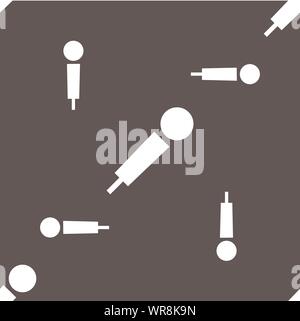 Icona a forma di microfono segno. Seamless pattern su uno sfondo grigio. Vettore Illustrazione Vettoriale