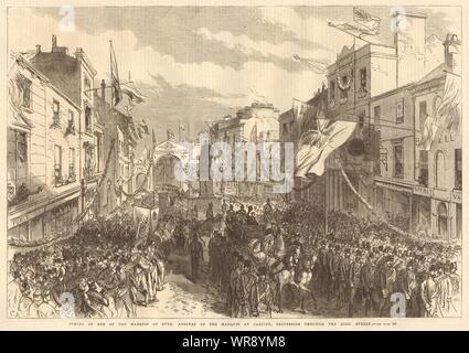 Il marchese di Bute la venuta di età. Processione attraverso Cardiff High Street 1868 Foto Stock