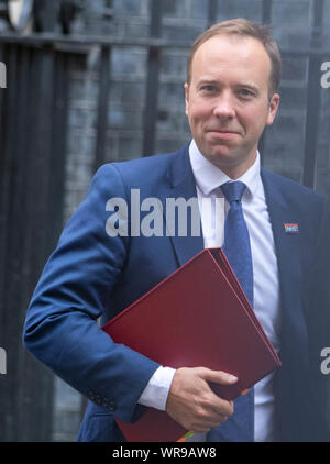 Londra, Regno Unito. 10 settembre 2019, Matt Hancock Segretaria di salute lascia una riunione del gabinetto a 10 Downing Street, Londra Credito: Ian Davidson/Alamy Live News Foto Stock