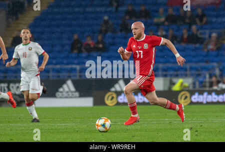 Cardiff, Regno Unito. 09Sep, 2019. Cardiff - Regno Unito - 9 Settembre : Galles v Bielorussia amichevole a Cardiff City Stadium. Jonny Williams del Galles. Solo uso editoriale Credito: Phil Rees/Alamy Live News Foto Stock