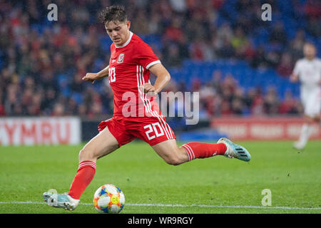 Cardiff, Regno Unito. 09Sep, 2019. Cardiff - Regno Unito - 9 Settembre : Galles v Bielorussia amichevole a Cardiff City Stadium. Daniel James del Galles. Solo uso editoriale Credito: Phil Rees/Alamy Live News Foto Stock