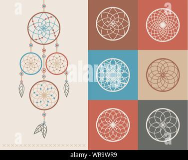 Dream Catcher boho illustrazione delle icone Illustrazione Vettoriale