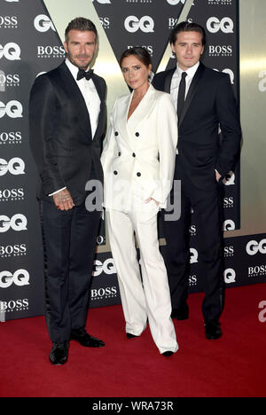 Foto deve essere accreditato ©Alpha premere 079965 03/09/2019 David Beckham Victoria Beckham e figlio Brooklyn Beckham GQ Men of the Year Awards 2019 a Londra Foto Stock