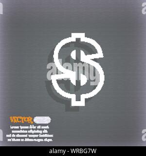 Dollar icona simbolo sul blu-verde sfondo astratto con ombra e lo spazio per il tuo testo. Vettore Illustrazione Vettoriale