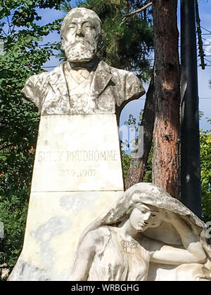 Poeta francese Sully Prudhomme busto, quartiere Croix-Rousse, Lione, Francia Foto Stock