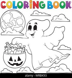 Libro da colorare ghost tema 3 Illustrazione Vettoriale