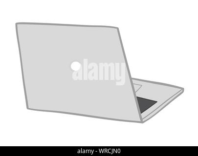 Illustrazione Vettoriale computer laptop. Disegnato a mano. Contorni colorati. Illustrazione Vettoriale