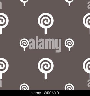 Icona di caramella segno. Seamless pattern su uno sfondo grigio. Vettore Illustrazione Vettoriale