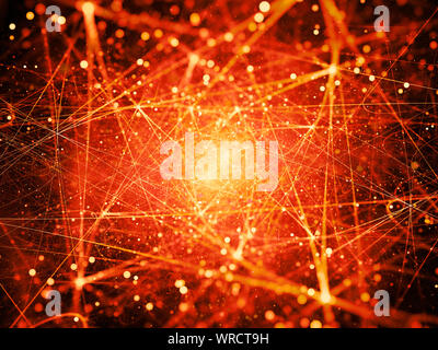 Più connessioni incandescente nello spazio, generato dal computer sfondo astratto Foto Stock