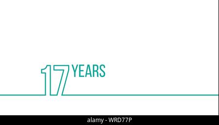 17 anni di anniversario o compleanno. Profilo lineare grafica. Può essere utilizzato per la stampa di materiali, brouchures, coperchi relazioni. Stock illustrazione vettoriale Illustrazione Vettoriale