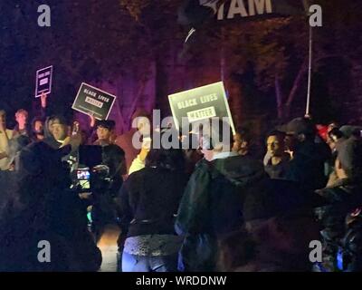 Settembre 8, 2019. Richfield, Mn. Stati Uniti d'America. Nero vive questione protestare in Richfield,Mn in risposta la morte di ripresa di un locale Minnesota l'uomo. Foto Stock