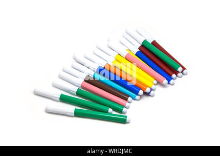 Colore soft-tip pen su sfondo bianco. Foto Stock