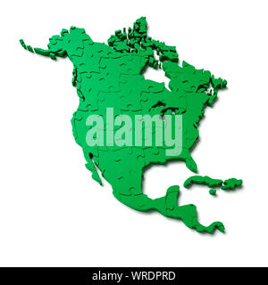 Continente Nord America come un verde puzzle Foto Stock