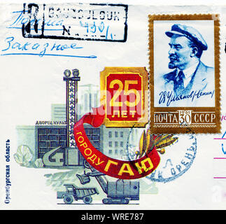 Unione Sovietica - circa 1961: Lenin sul russo timbro vintage, circa 1961 Foto Stock