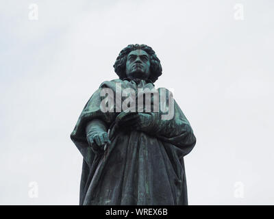 Beethoven Denkmal (svelata 1845) statua in bronzo a Bonn, Germania Foto Stock