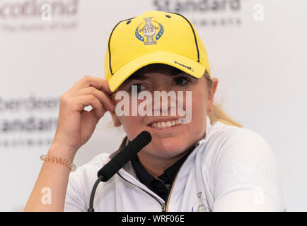 Auchterarder, Scotland, Regno Unito. Il 10 settembre 2019. Conferenza stampa del team a Gleneagles. Foto di Bronte leggi dell'Europa. Iain Masterton/Alamy Live News Foto Stock